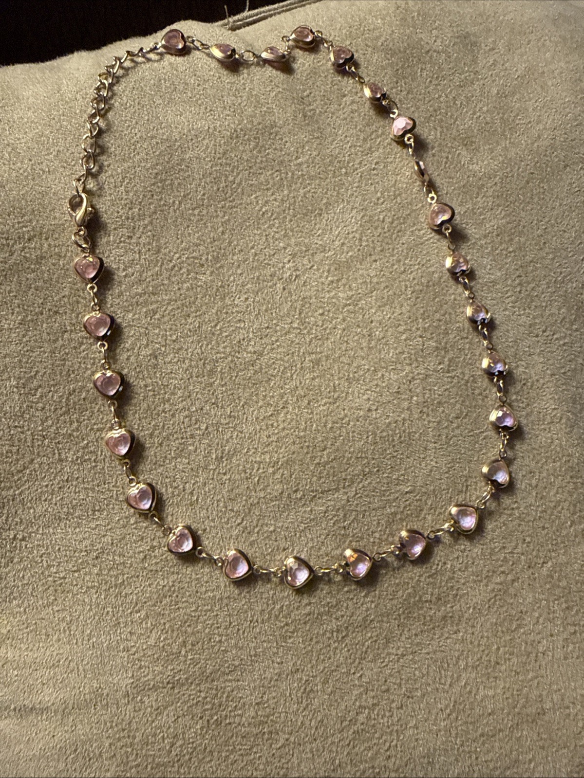 2 Piece Pink Colored Gold Heart Themed Copper Necklace And Bracelet Set