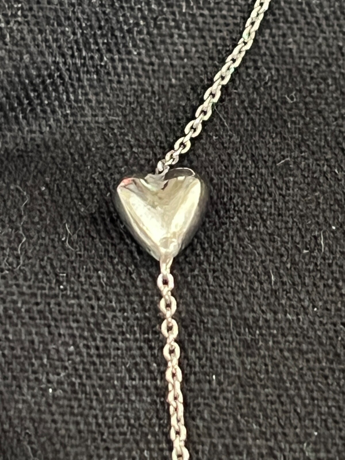 NWT Saint Laurent YSL Triple Heart Charm Silver Long Brass Chain Necklace $695
