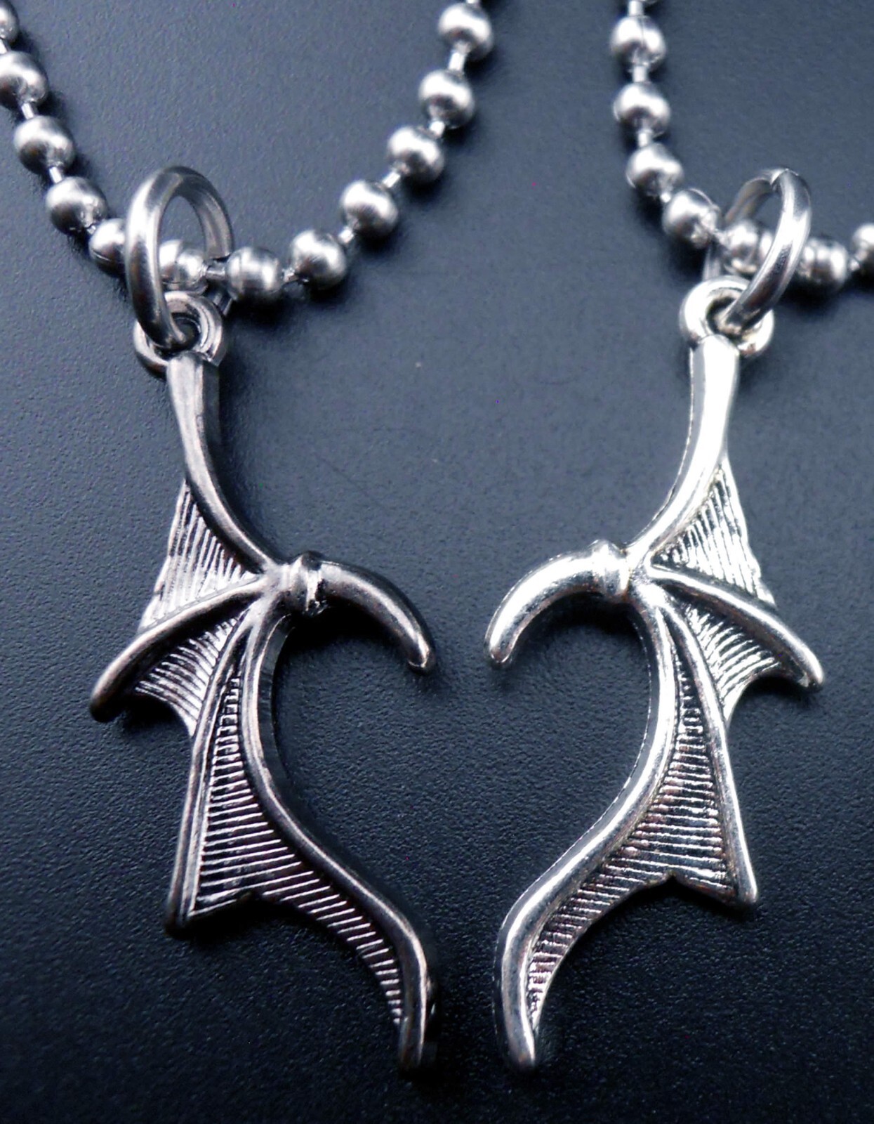 Couple Necklaces Stainless Chains New Goth Pendants Gothic Bat Wings Heart