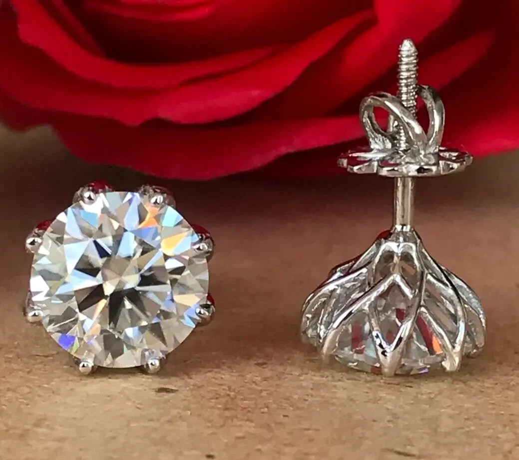 RARE 12.00 Ct Certified Round Diamond Earrings-Great luster-Free Tariffs!