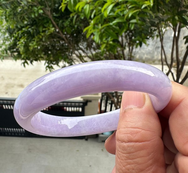 Natural Grade AAA Ice Lilac Lavender Burmese Jade jadeite bracelet bangle 60.5MM