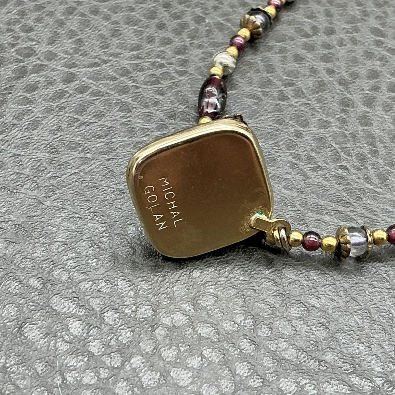Michal Golan Necklace Red Glass Beaded Square Pendant 18 In Womens Jewelry