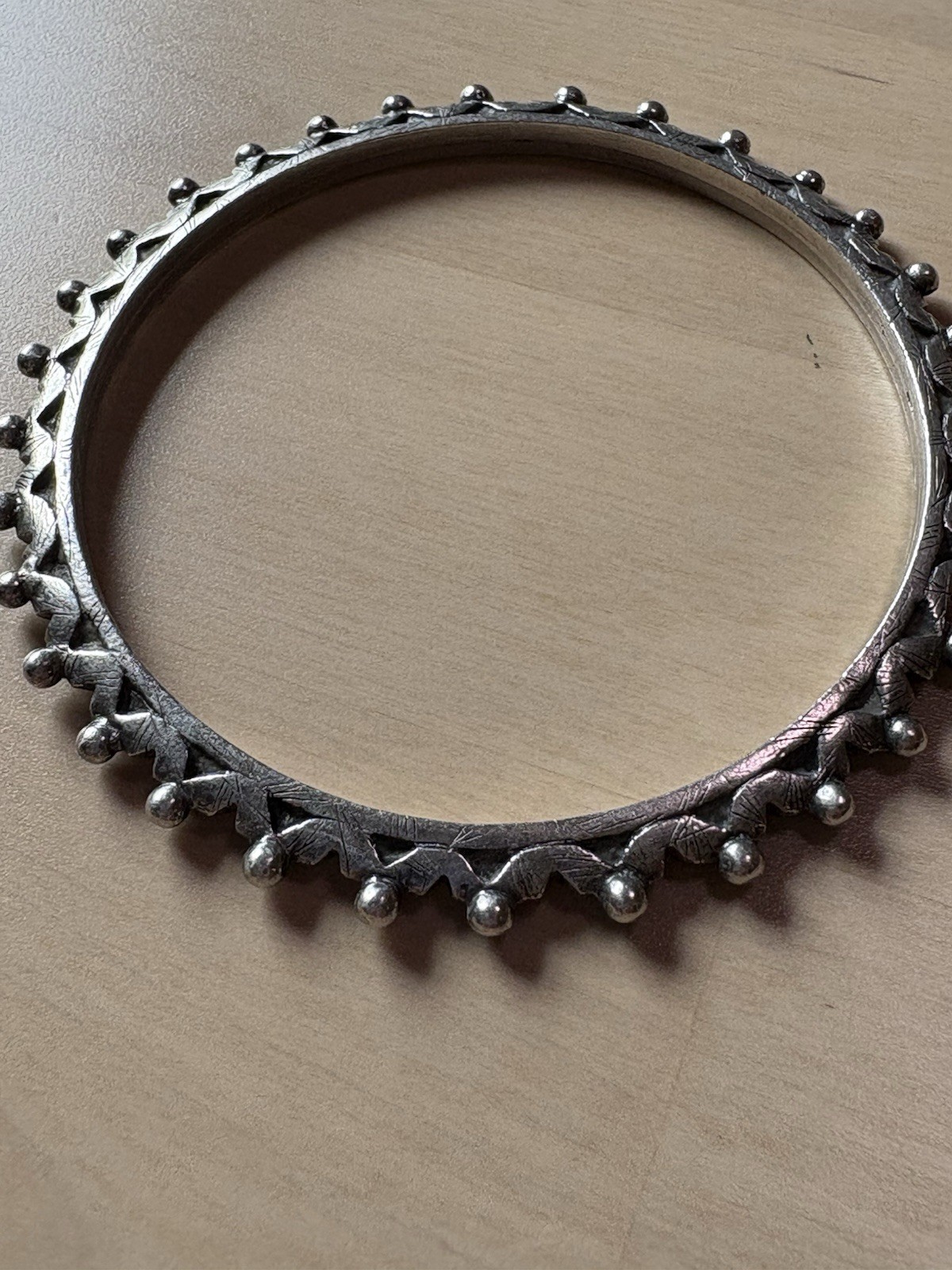 Unique Design Stainless Steel Bangle Bracelet 2 1/2 Inches Diameter No Stamp