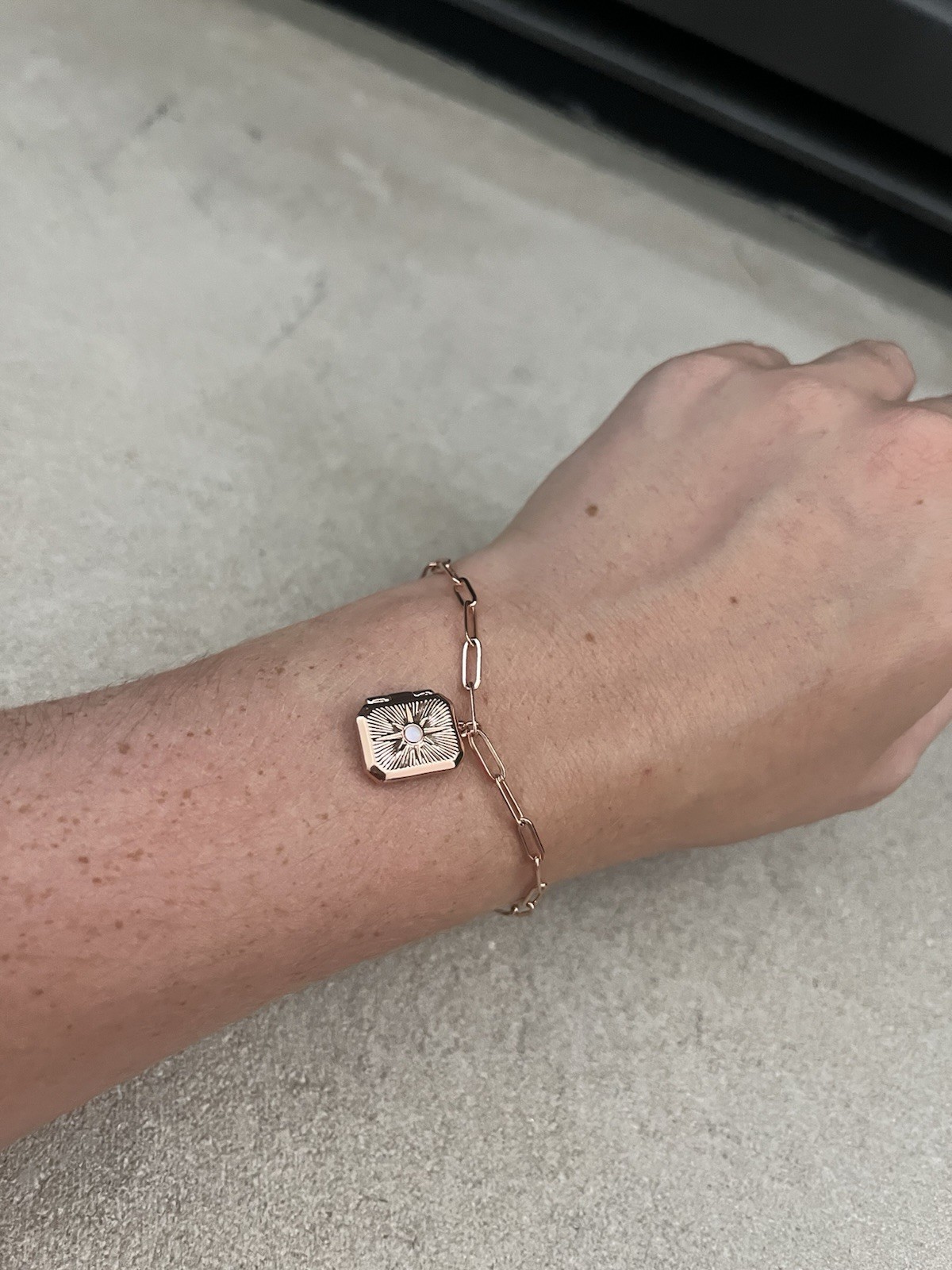 Pura Vida Rose Gold Metal Paperclip Chain Locket Bracelet, Lobster Clasp