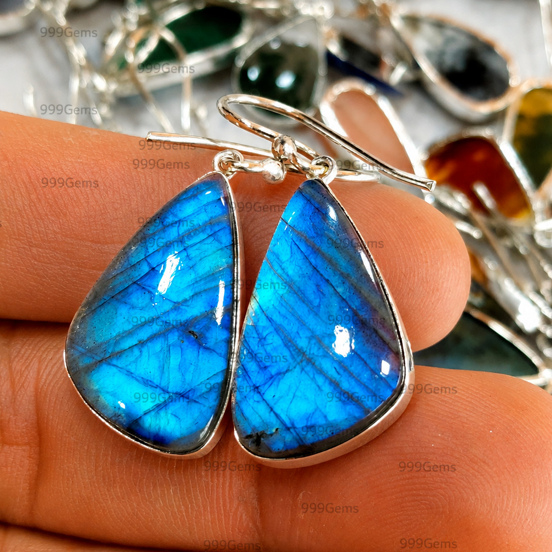 Natural Gemstone Earrings 925 Sterling Silver Plated Minimalist Jewelry Gift Lot