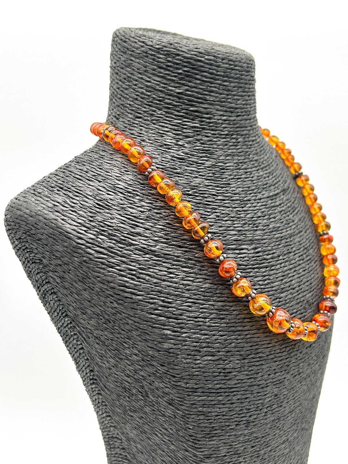 Vintage Baltic Amber Bead Necklace Graduated Honey Cognac Amber 18”