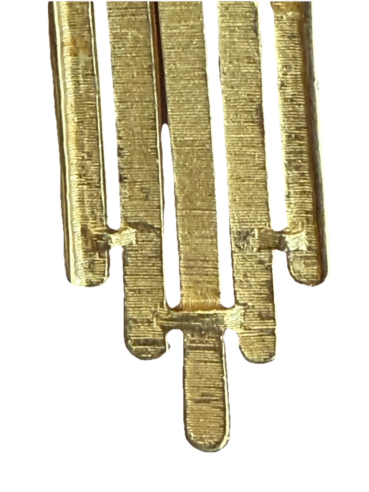 Monet Art Deco Style Necklace Textured Gold Tone Pendant Modernist Vibe 24” POSH