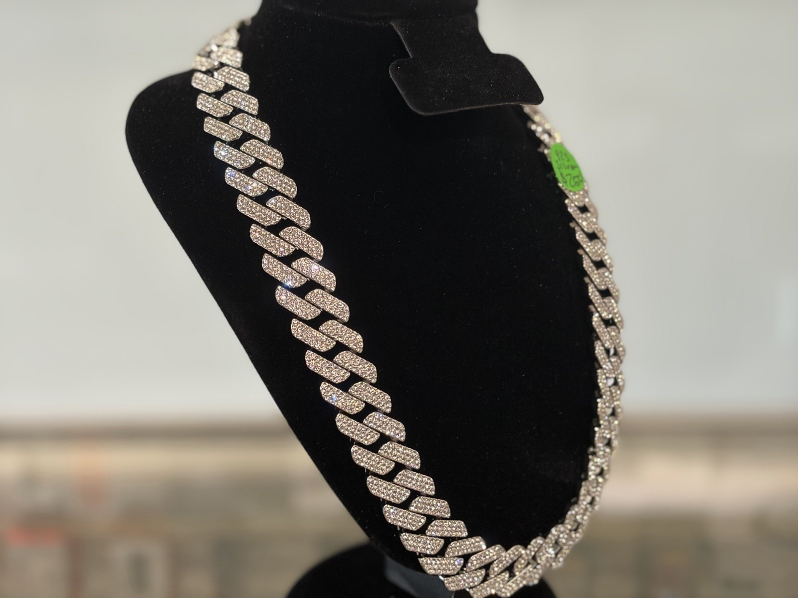 925 Silver Iced Out Cuban Silver Tone Pavé 925 SILVER VVS MOISSANITE 22 INCH
