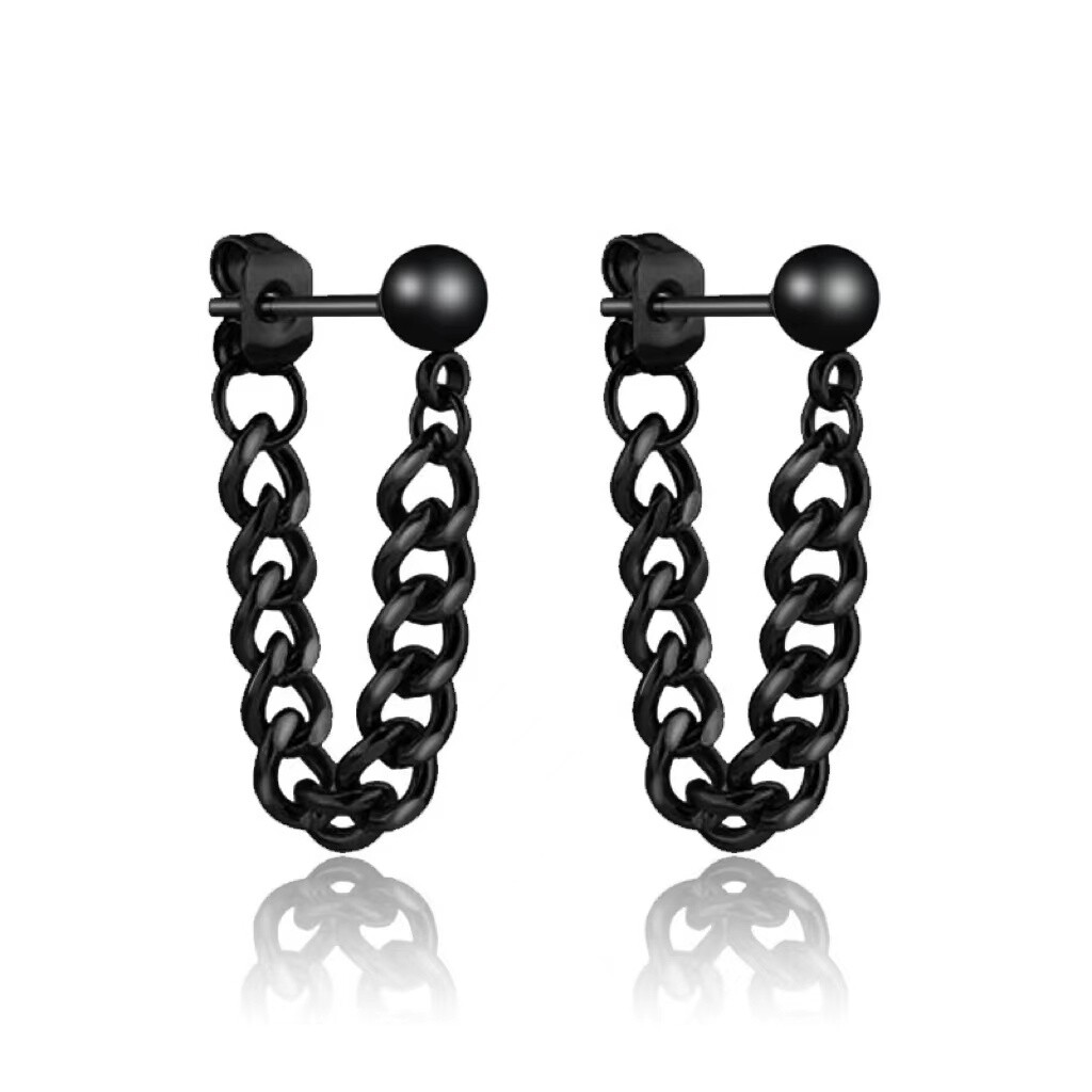 Punk Silver Cuban Link Chain Drop Dangle Earrings Rock Jewelry Surgical Steel