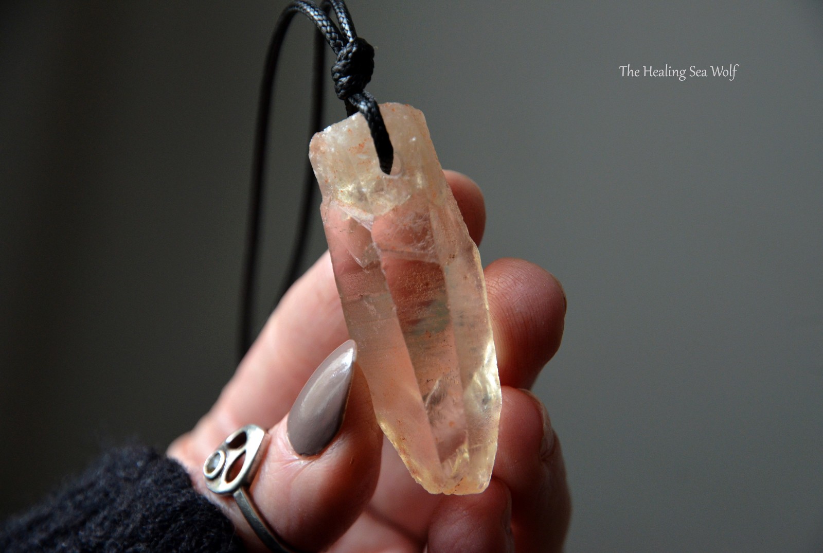Etched Citrine Necklace Arcturian Triangular “Starship” Markings | from Zambia