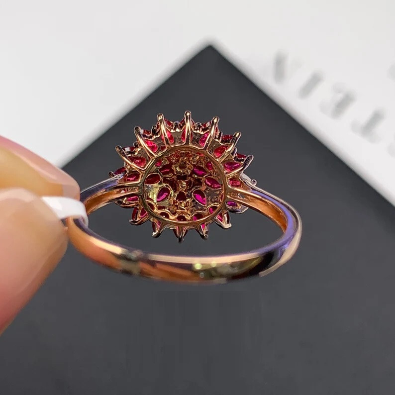 Attractive Cocktail Ring 2.97 Ct Pear Cut Simulated Ruby 14K Yellow Gold Plated
