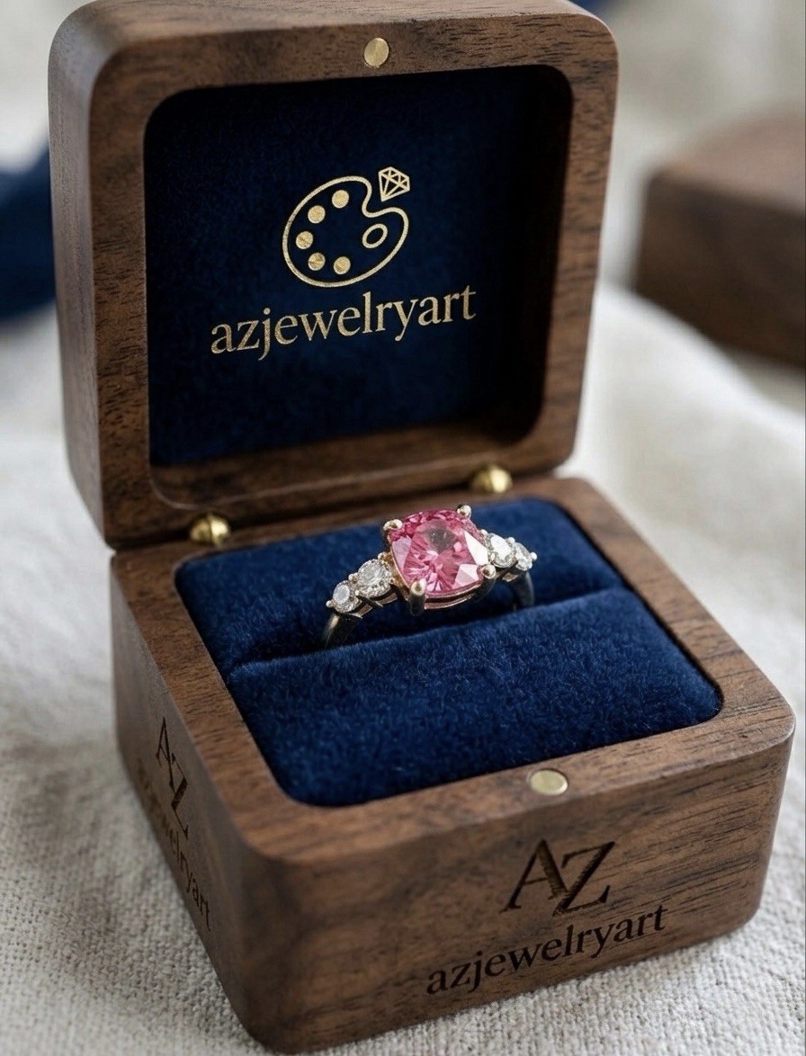 Cushion Cut Pink Tourmaline Ring 925Sterling Silver Engagement Ring.