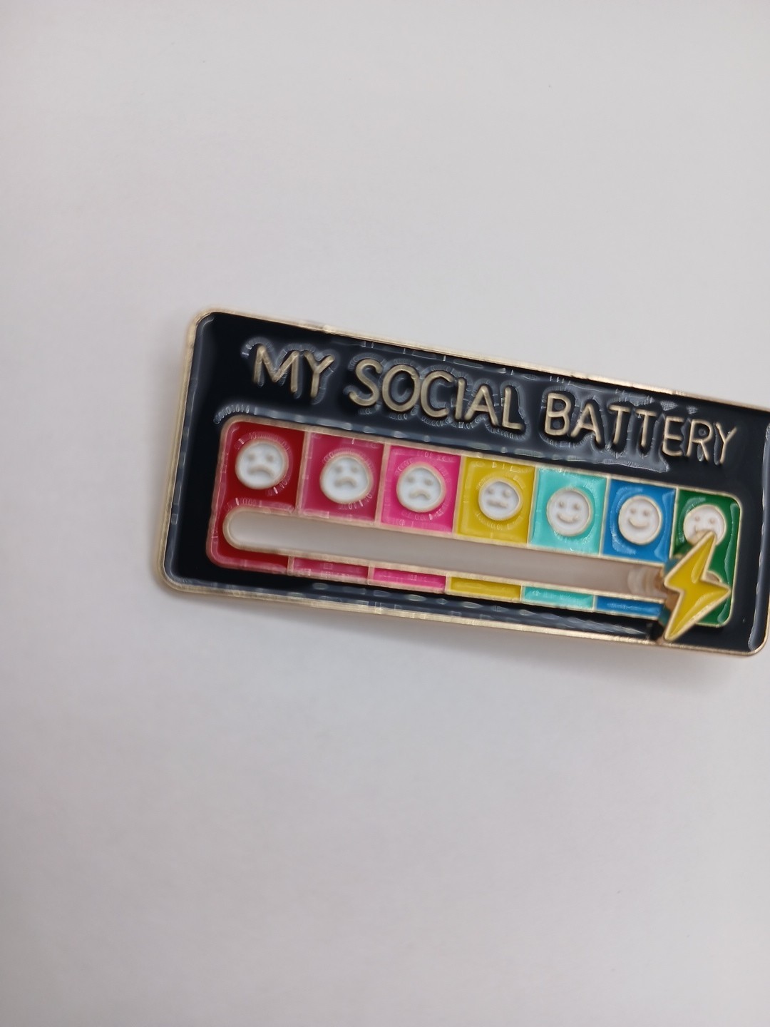 My Social Battery Enamel Pin Funny Introvert Mood Pin Set (Set of 4) Black