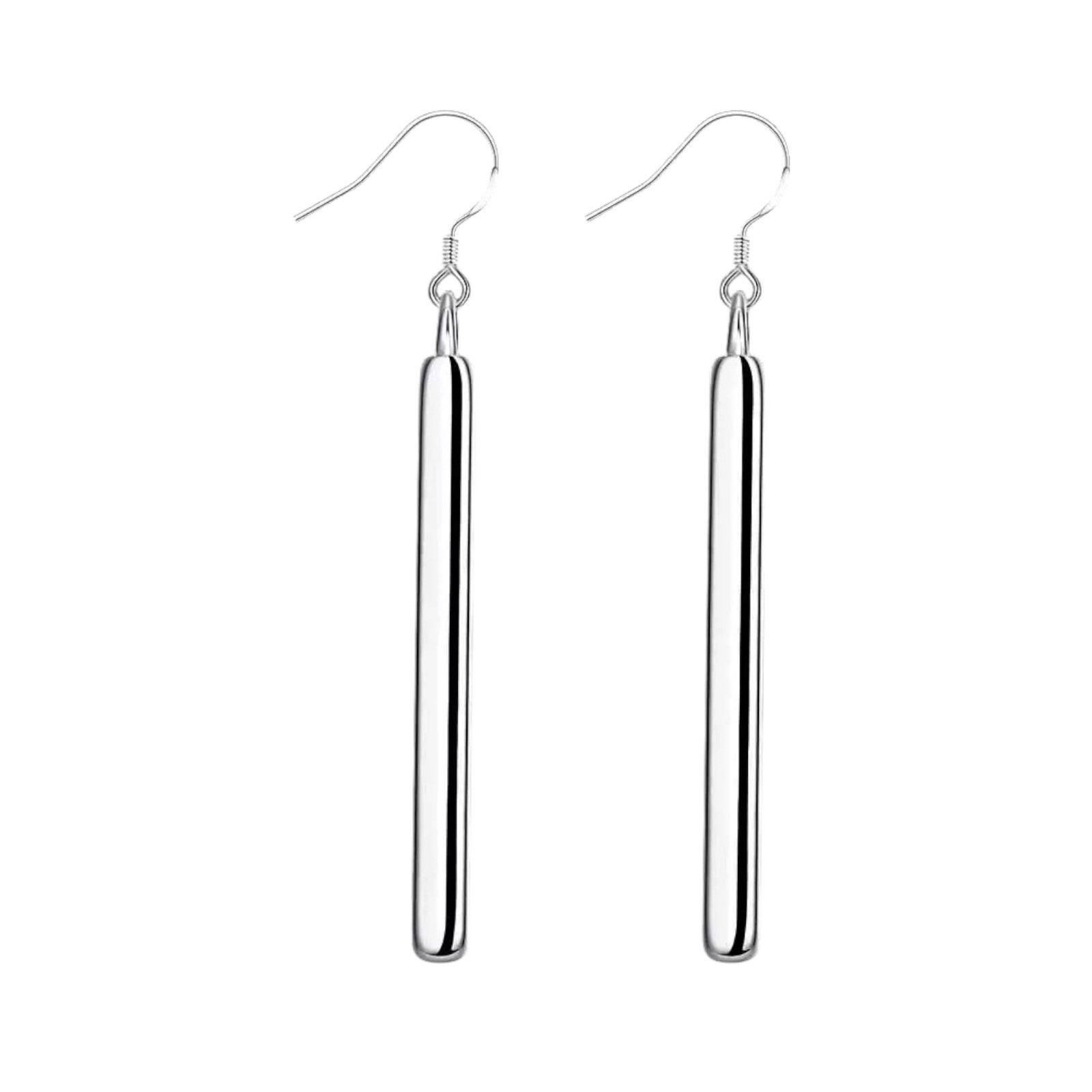 Women 925 Sterling Silver plated Vertical Solid Bar Drop Dangle Hook Earring B76