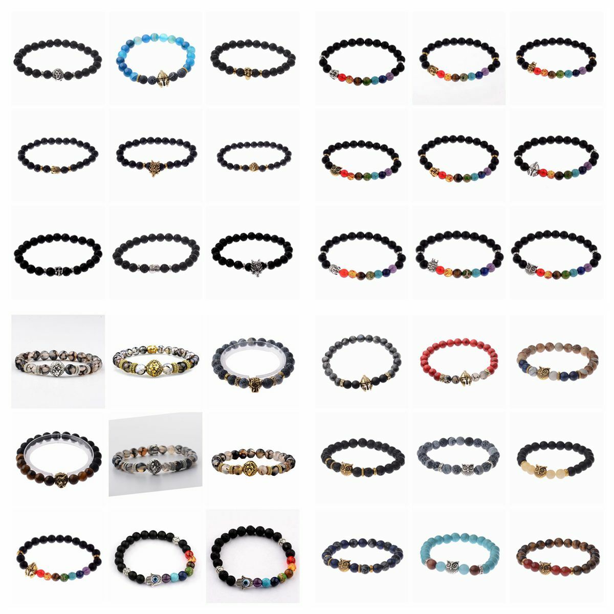 Wholesale Mixed Beaded Bracelet Natural Stone Stretch Women Men Bracelet Jewelry