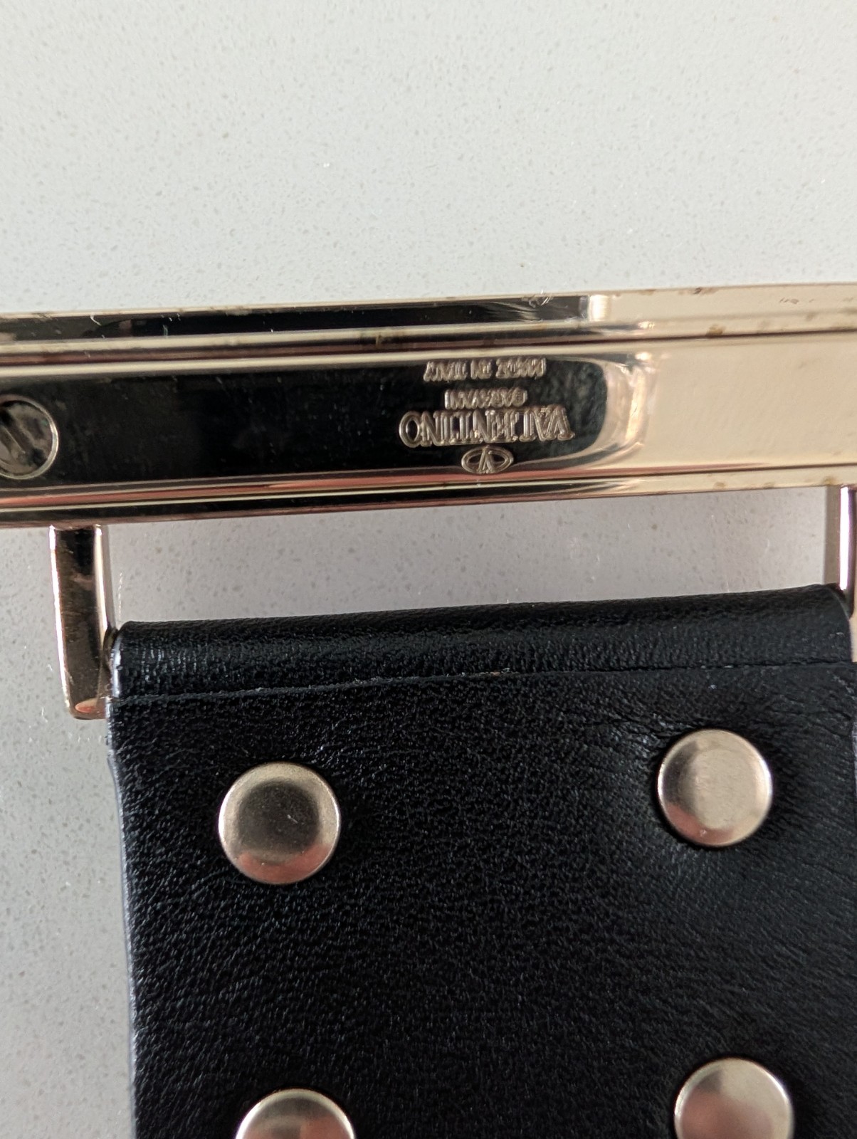 VALENTINO Black Leather Rockstud Wide Cuff Bracelet s Small