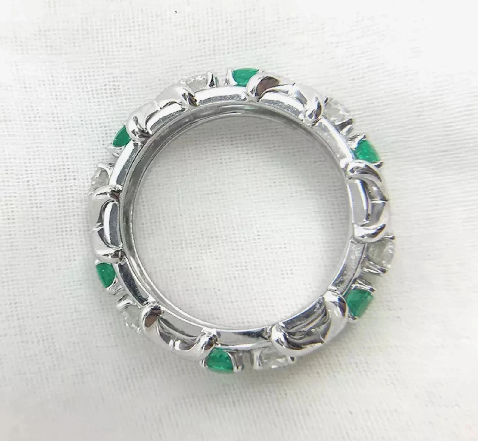 1.20 Ct Natural Emerald & Diamond Wedding Luxury Ring 925 Sterling Silver Sz 5