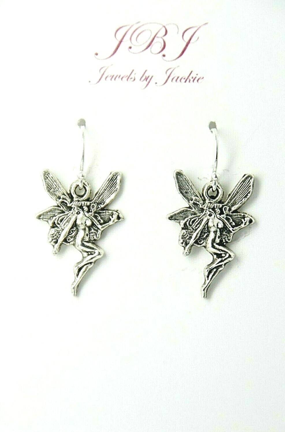 Fairy Earrings tiny Angel Fantasy fairie 925 sterling silver hooks pewter charms