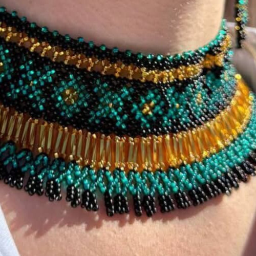 Handmade Necklace Woman American Style Native Boho Seed Bead Beautiful Necklace