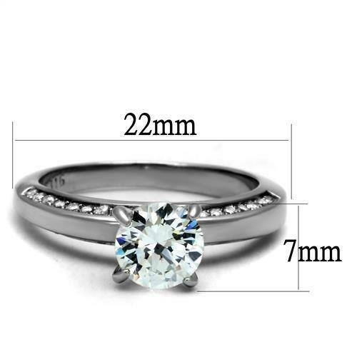 TK2864 – High polished (no plating) Stainless Steel Ring with AAA Grade CZ in