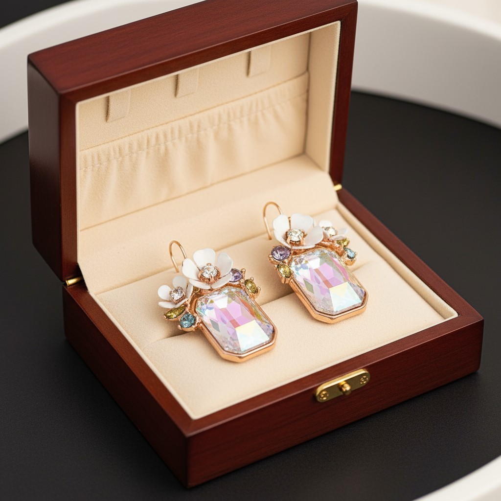 US Seller Betsey Johnson Flower Cluster Stone Drop Earrings
