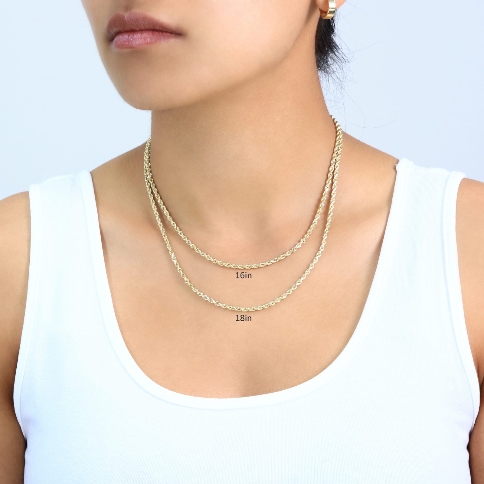14K Yellow Gold 2.5mm Italian Diamond Cut Rope Chain Necklace Mens Women 16″-30″