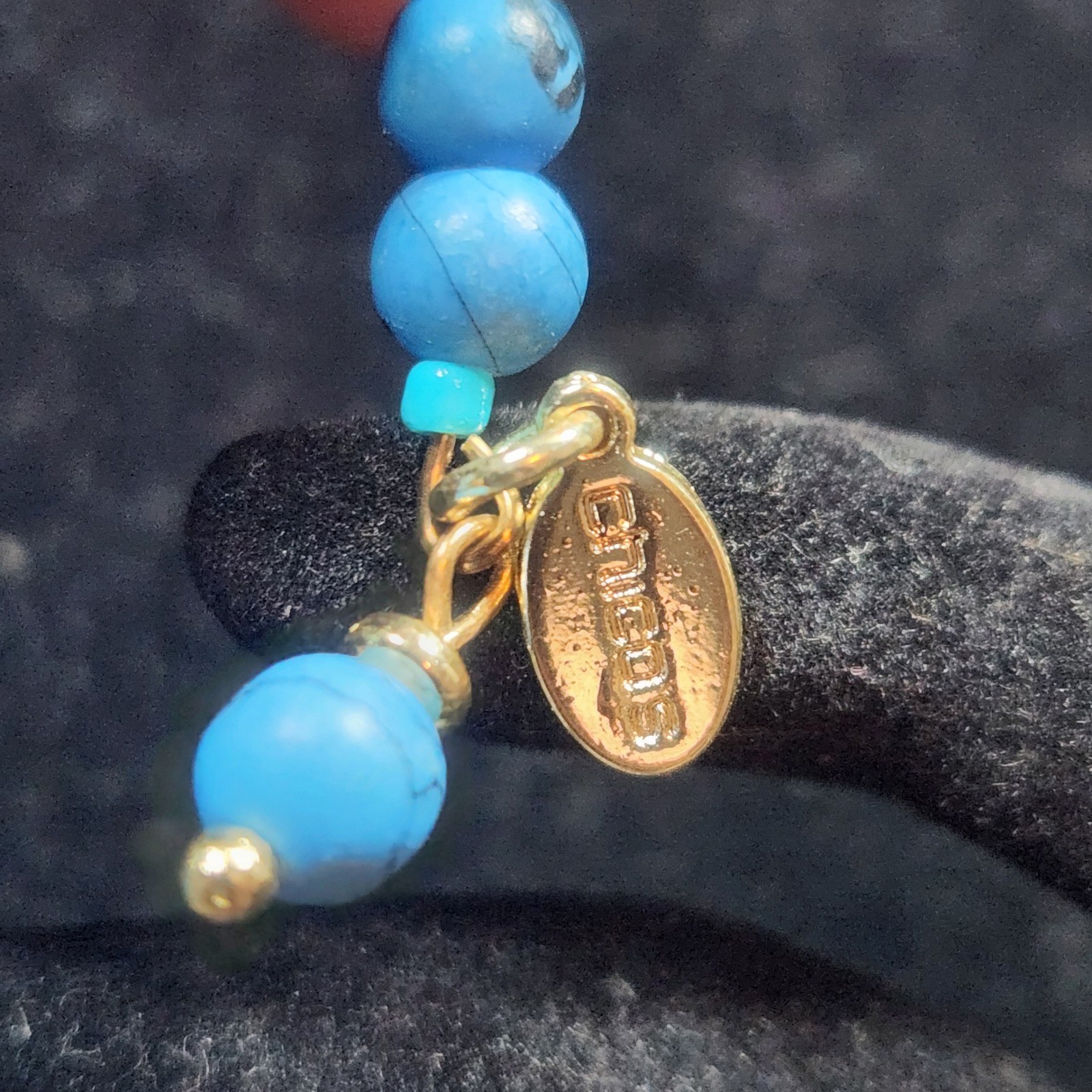 Chicos Blue Turquoise color Multi Strand Wrap Bracelet Gold Tone Accents