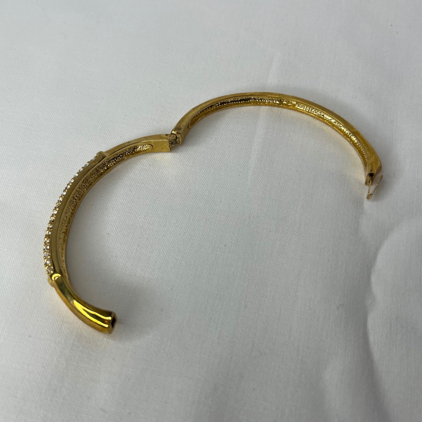 Swarovski Stone Bangle Gold Tone Pave Crystal Hinge Bracelet M 5032848 No Stamp