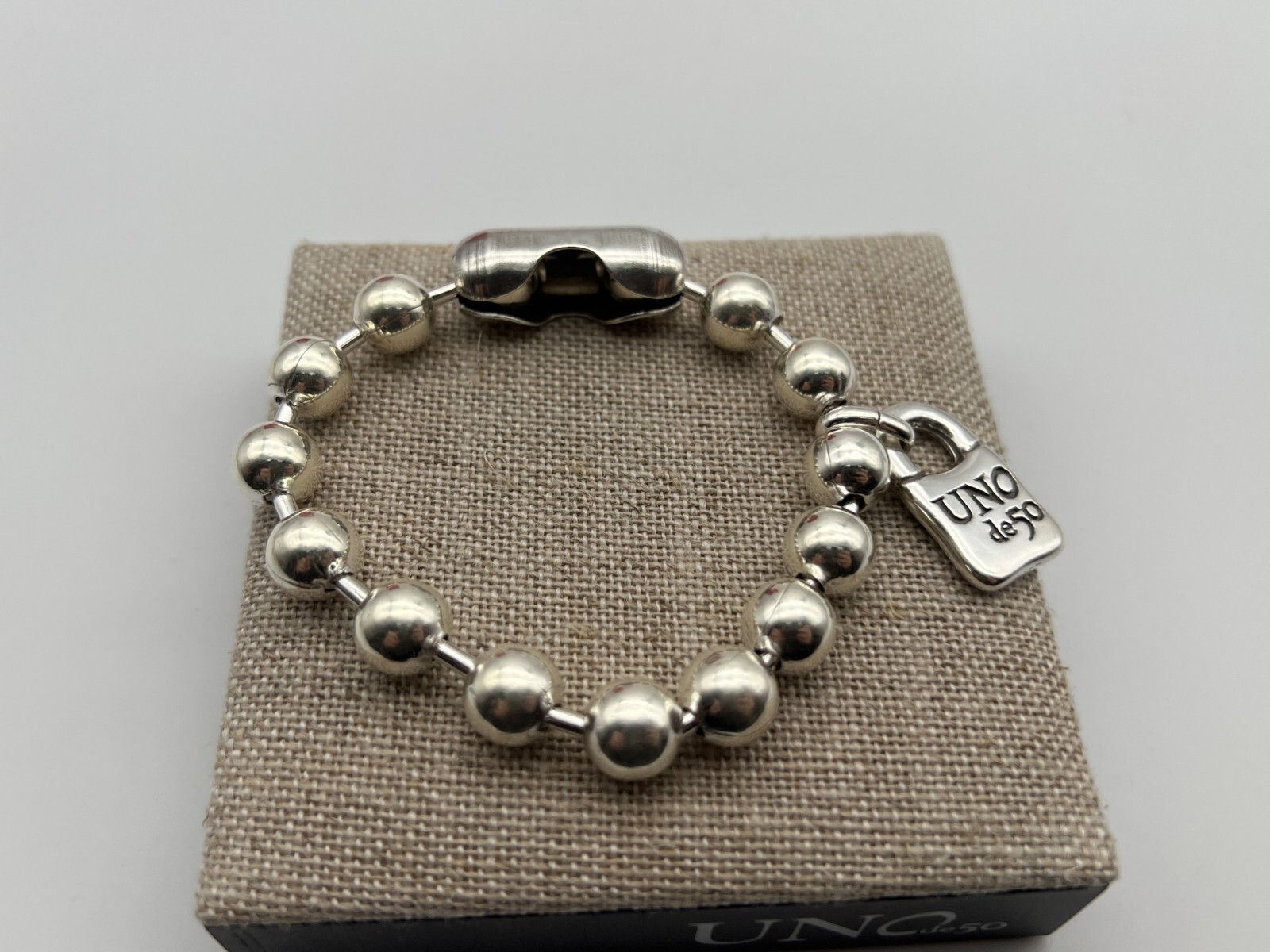 NEW Uno de 50 SNOWFLAKE Bracelet Sterling Silver Plated Beads Size Large