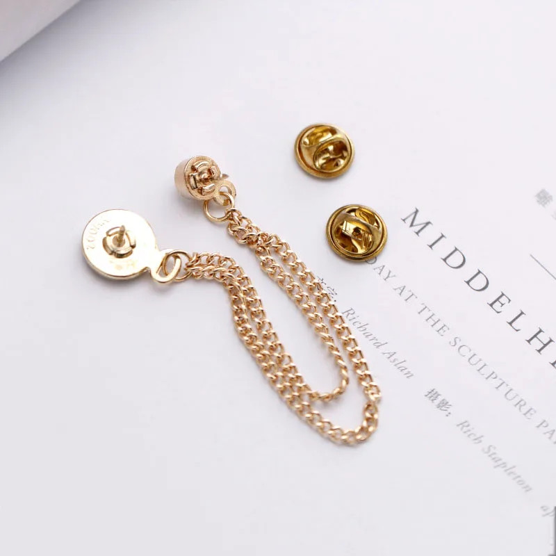Men’s Vintage Clock Chain Brooch Gold Punk Pin Badge Suit Lapel Jewelry Gift