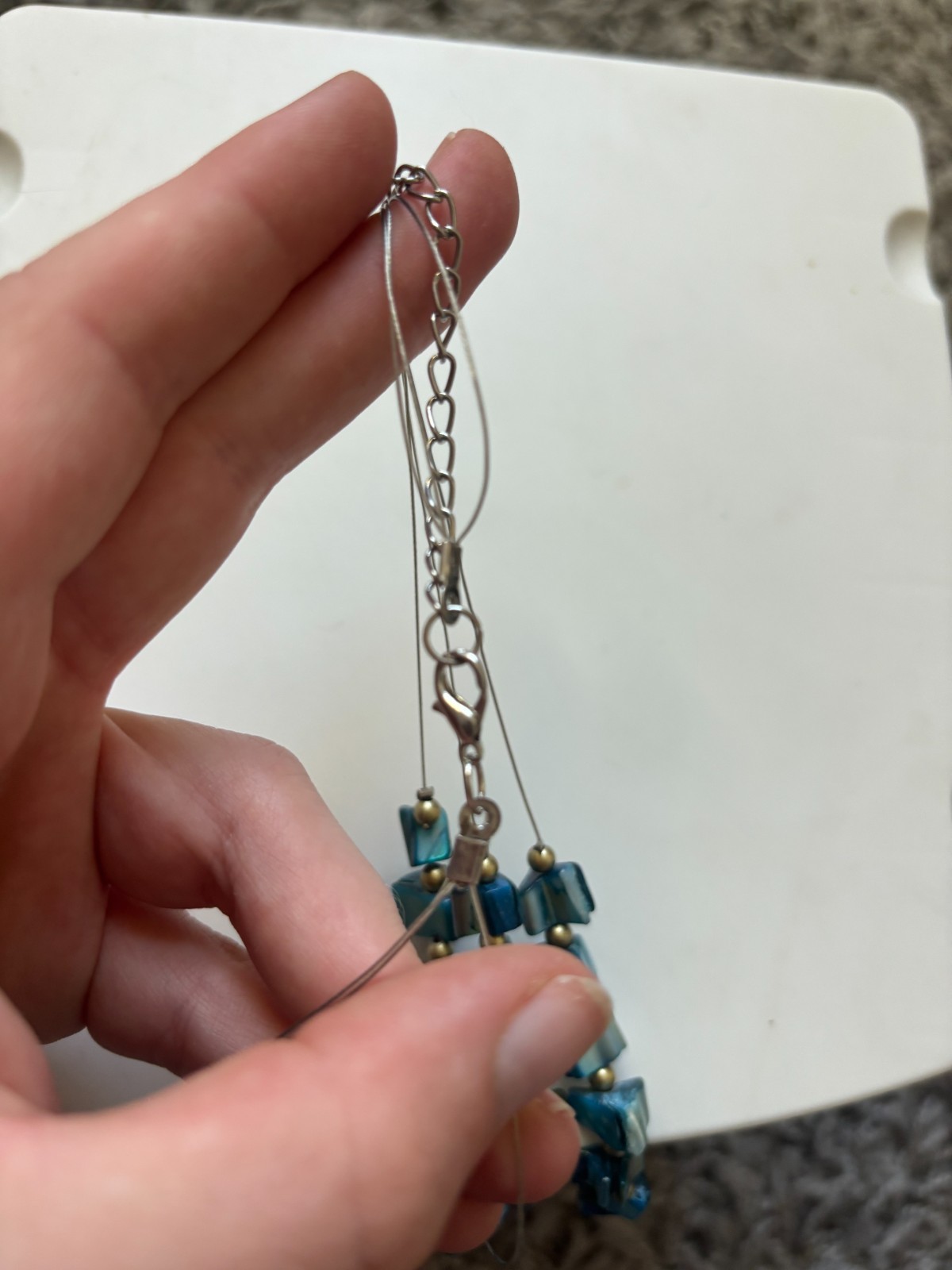 Necklace Blue Beaded Multi Strand Boho Shiny Fashion Jewelry