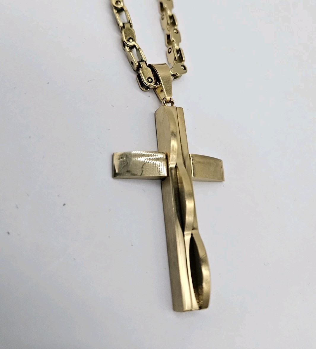 Religious Fashion Jewelry Christian Gold Color Cross Pendant Necklace 103