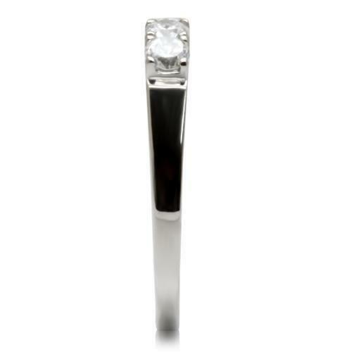 TK047 – High polished (no plating) Stainless Steel Ring with AAA Grade CZ in