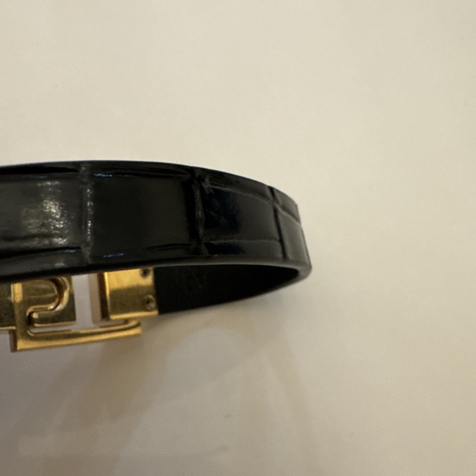 Y1015 Saint Laurent Paris LE CARRE leather Bracelet Gold x Black Women Sz M