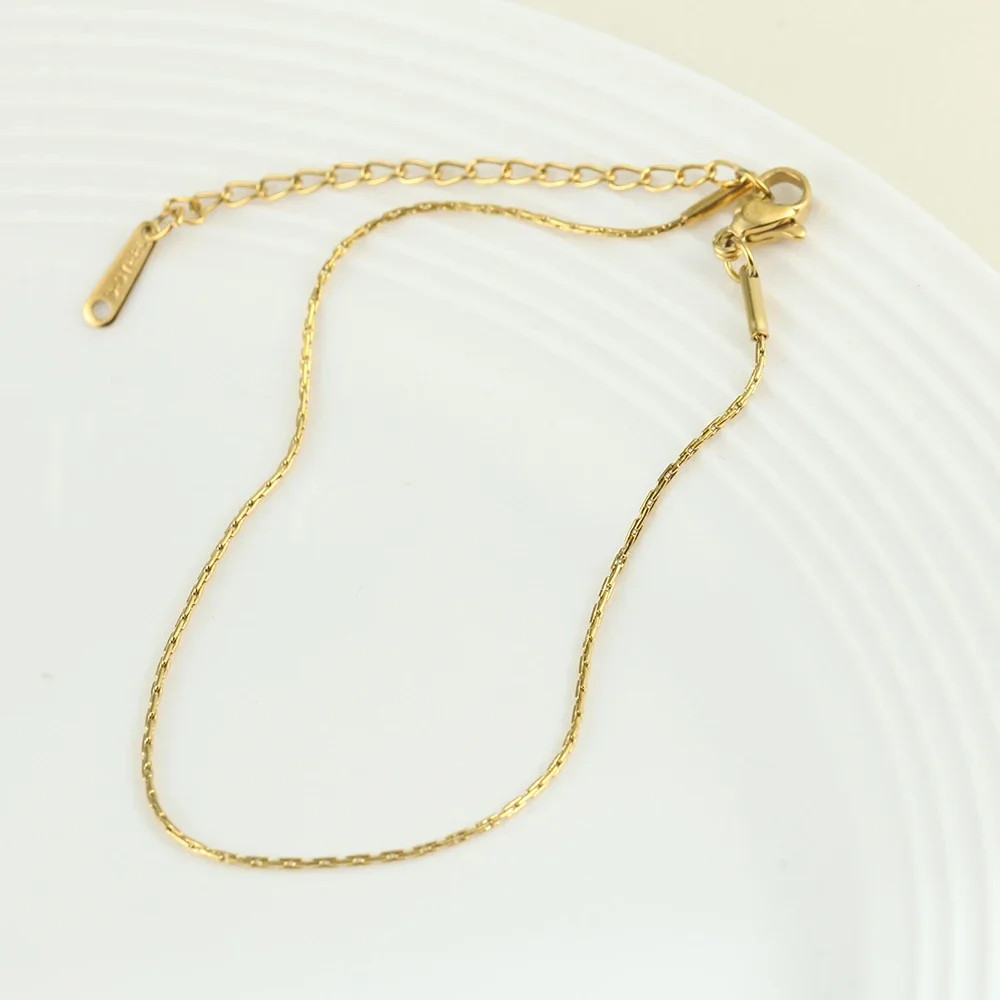 Good Quality Women’s High-end Stainless Steel Anklets Box Chain Clip Bead Chain