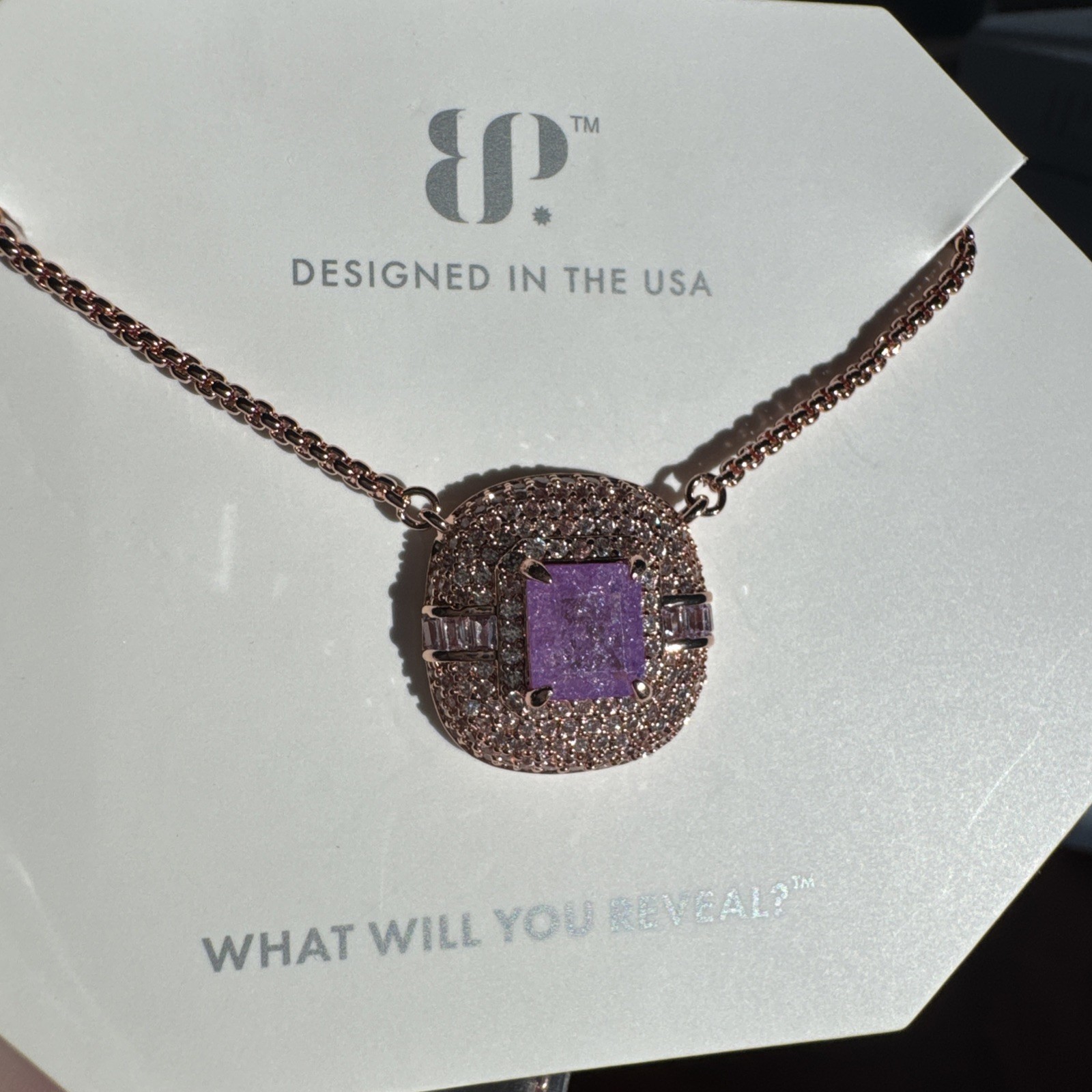 Bomb Party Necklace, NK39502, The Unseen We Carry, Iris Ice Crystal/Rose Gold