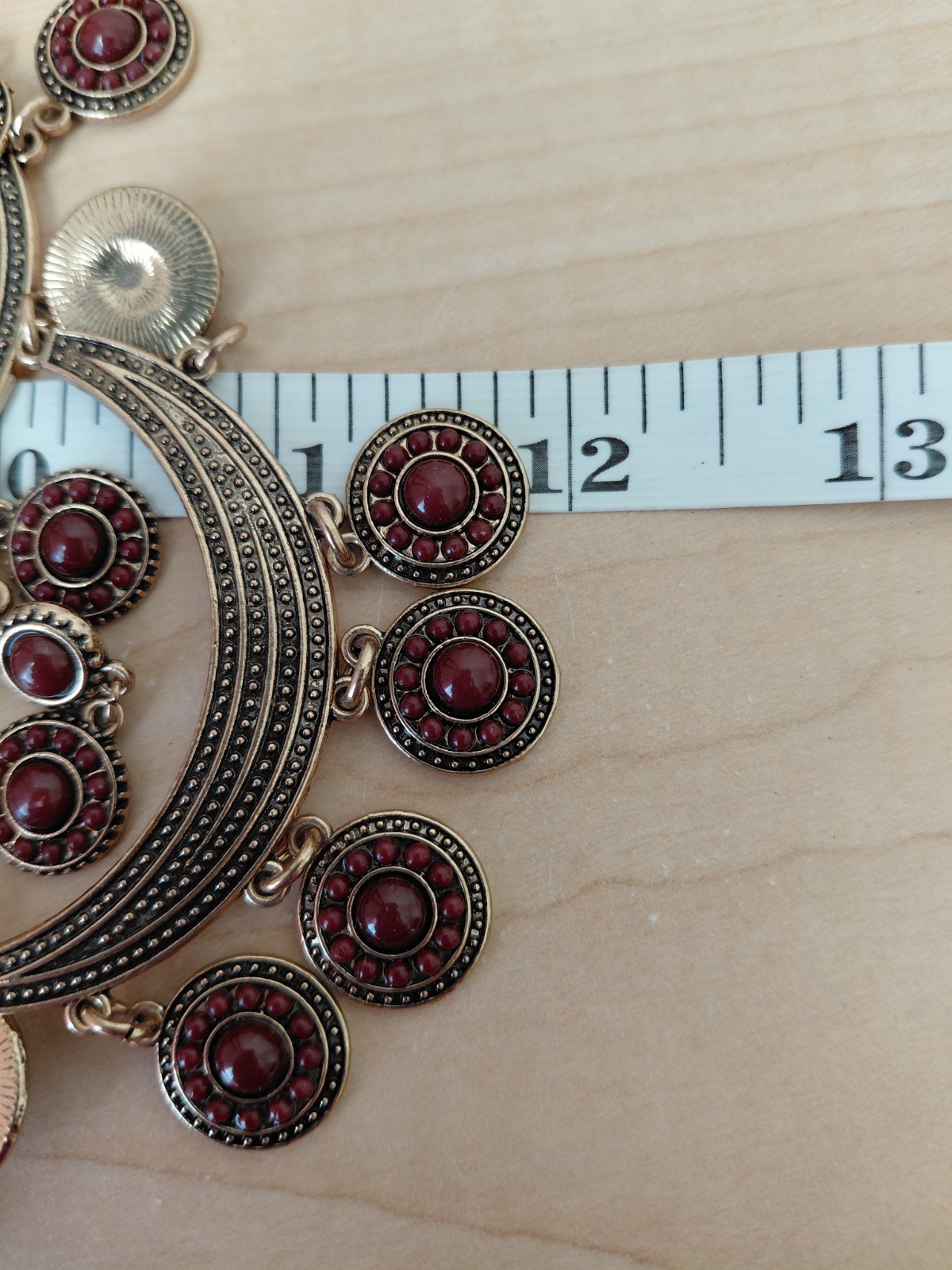 Bohemian Style Statement Necklace_ Gold Tone _ Very Good Used Condition