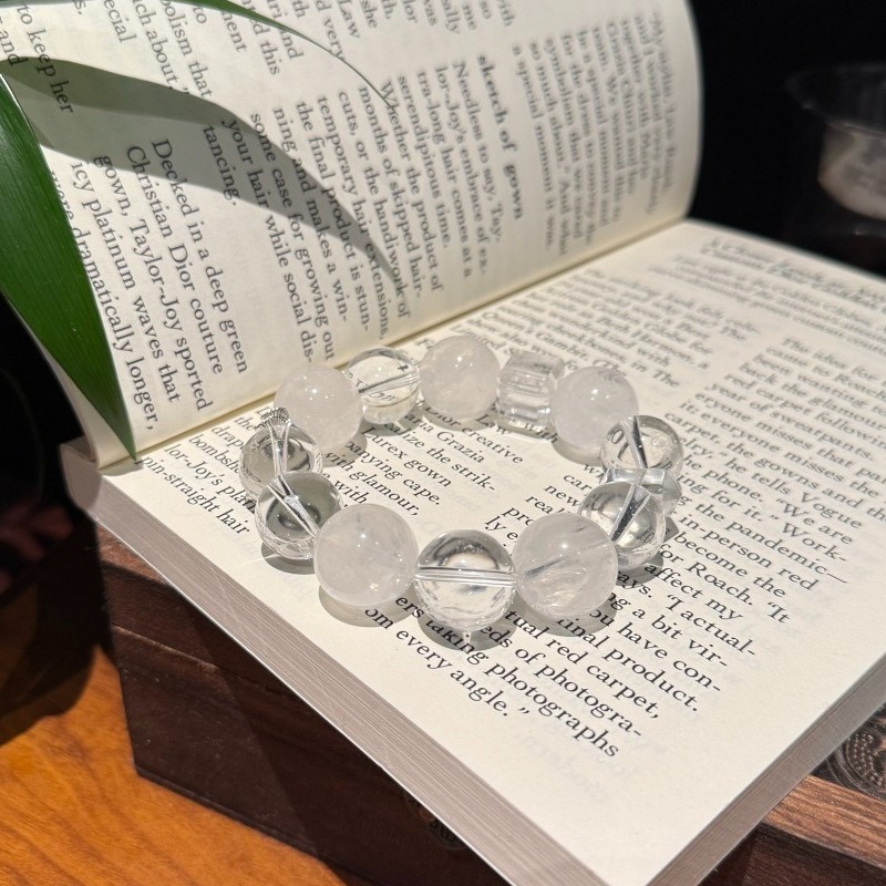 16mm Natural White Crystal,Snowflake Phantom Crystal Handmade Bracelet