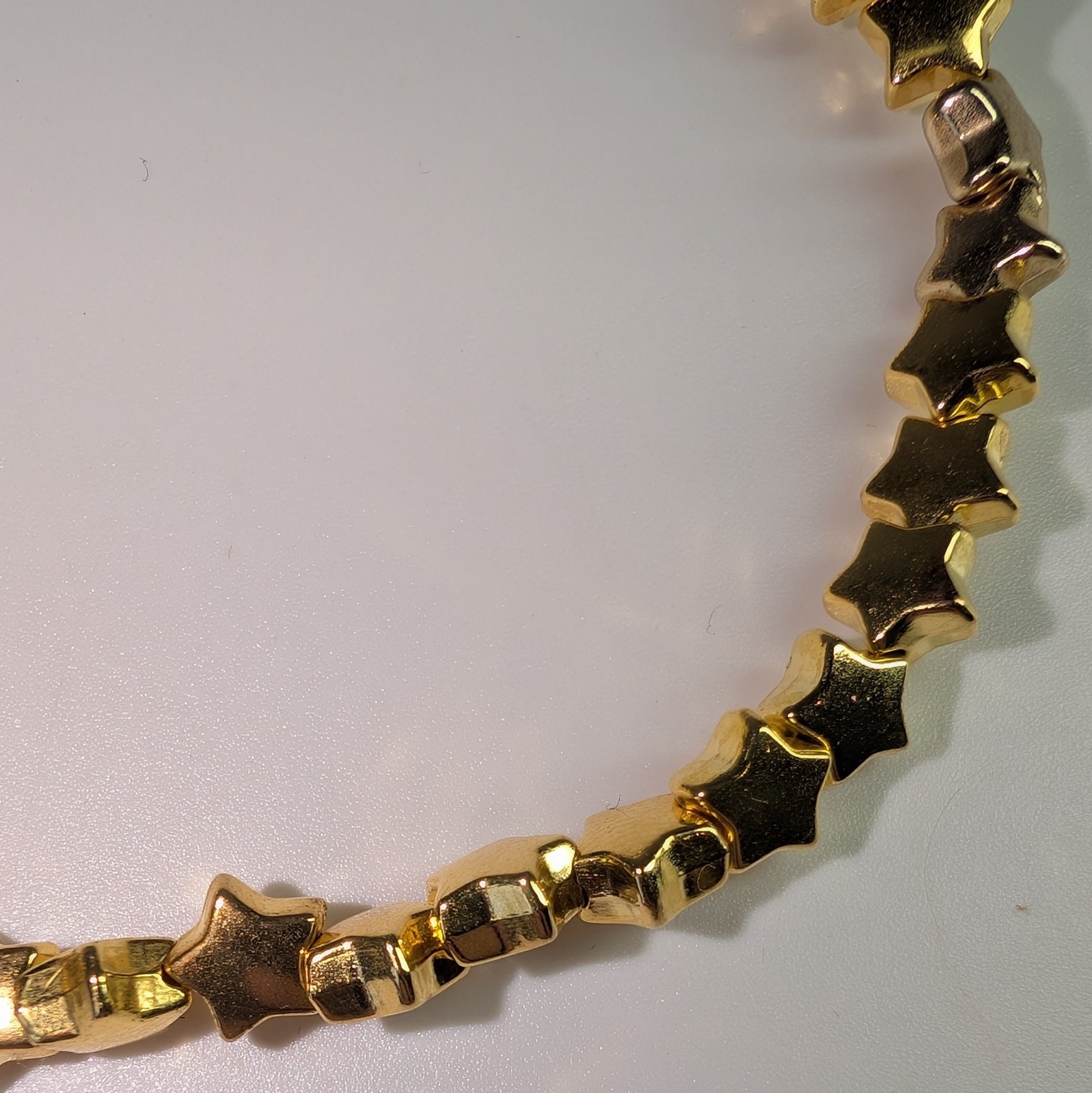 Lot of 3 Gold Tone Bracelets with Star Heart And Geometric Beads, Lobster Clasp