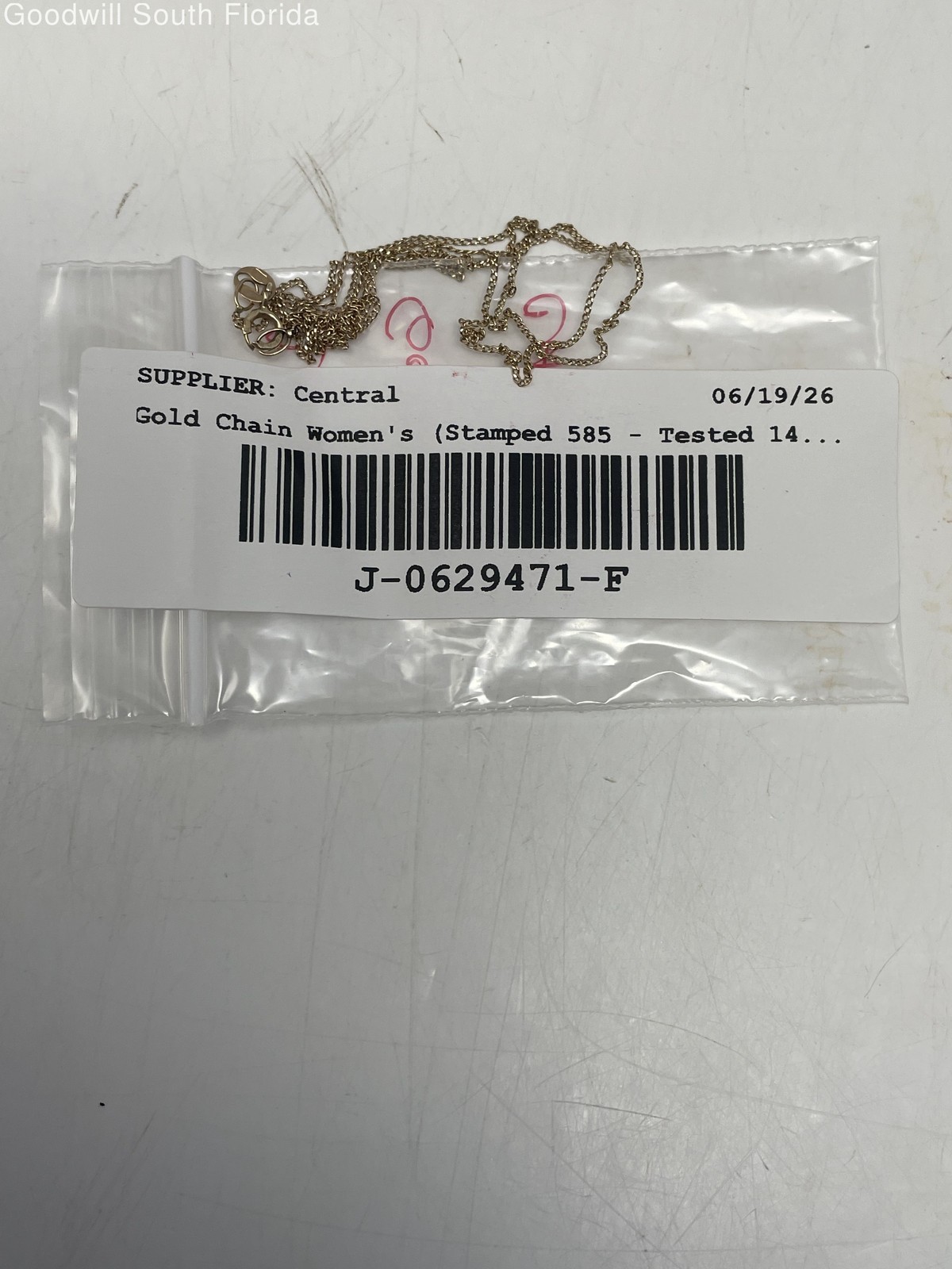 Gold 14K Chain Women’s (Stamped 585 – Tested 14.52KT NSK) Weight 1.0gr