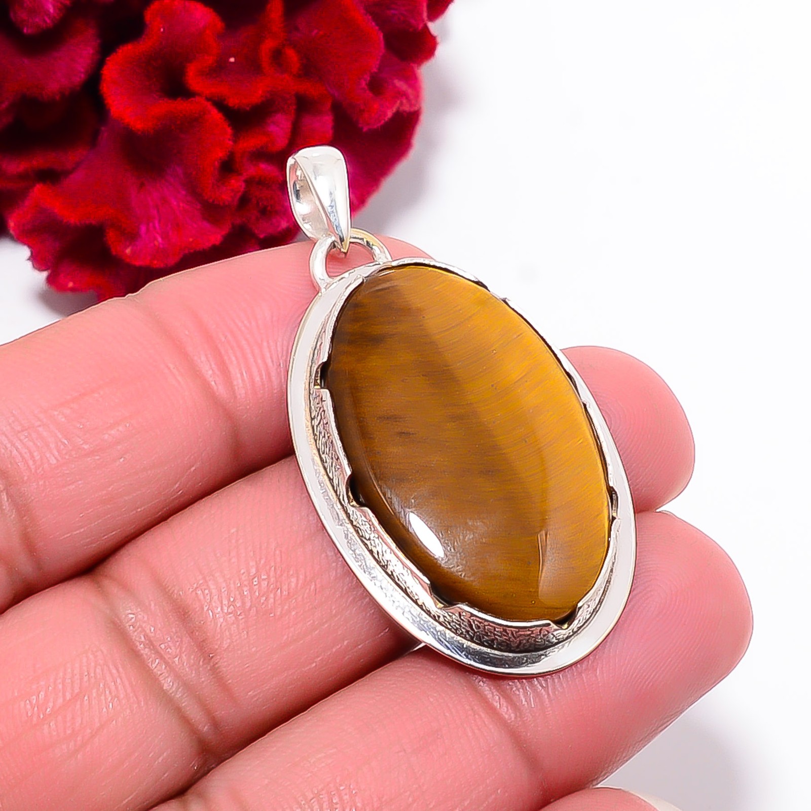 Yellow Tiger Eye – South Africa 925 Sterling Silver Pendant 1.79″ P102059