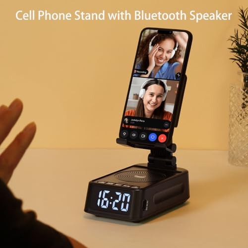 Gifts for Men Women, Phone Stand with Bluetooth Speaker&Clock, Birthday Gifts