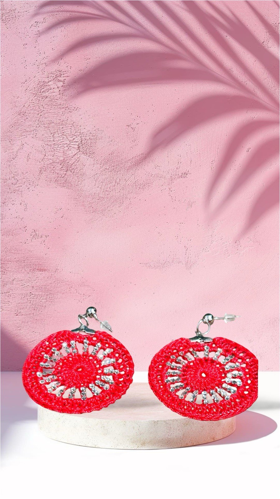 Icy Boho Earrings New Surgical Steel Ear Wire In Red