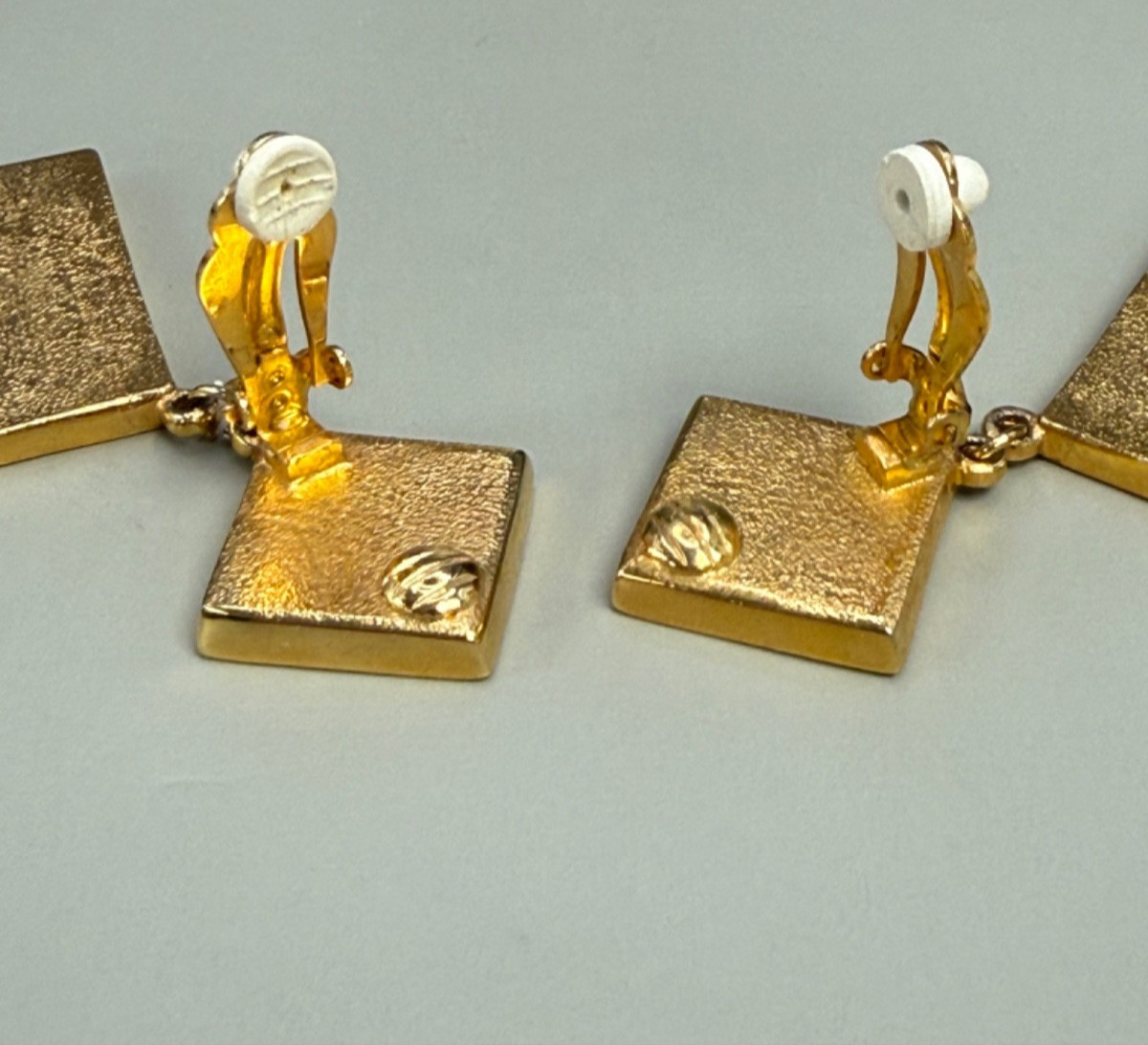 Vintage Valentino Garavani Geometric Enamel & Gold tone Clip on Earrings
