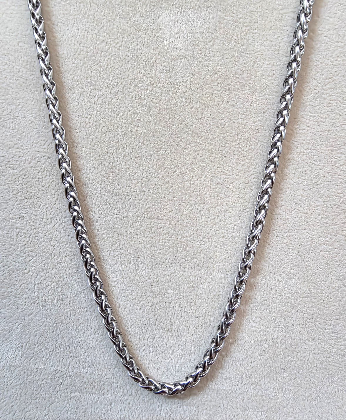 Spiga Wheat Link Chain Made in Quality Stainless Steel, 23.5 Inches, 3.0mm Wide