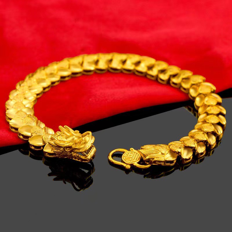 Men’s Dragon 22k 23k 24k Gilding Yellow Gold Gp Bracelet 8.2inch30g