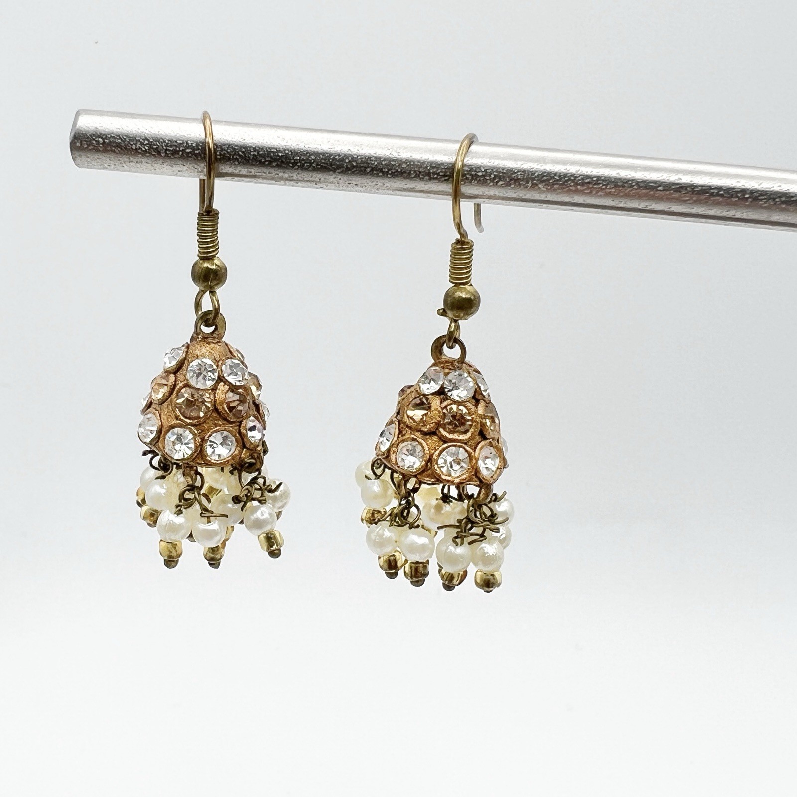 Vintage Earrings Lot 8 Pair Gold Tone Dangle Enamel Pierced Stud Drop Retro Glam