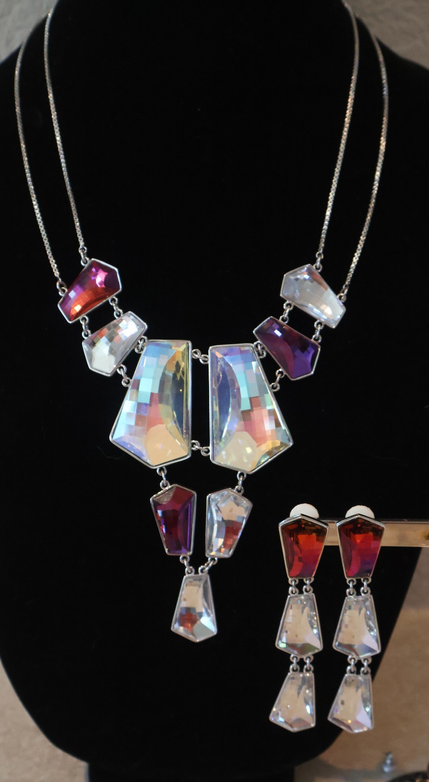 Authentic Swarovski “Evening” Set Necklace Earrings In Original Box MSRP $590