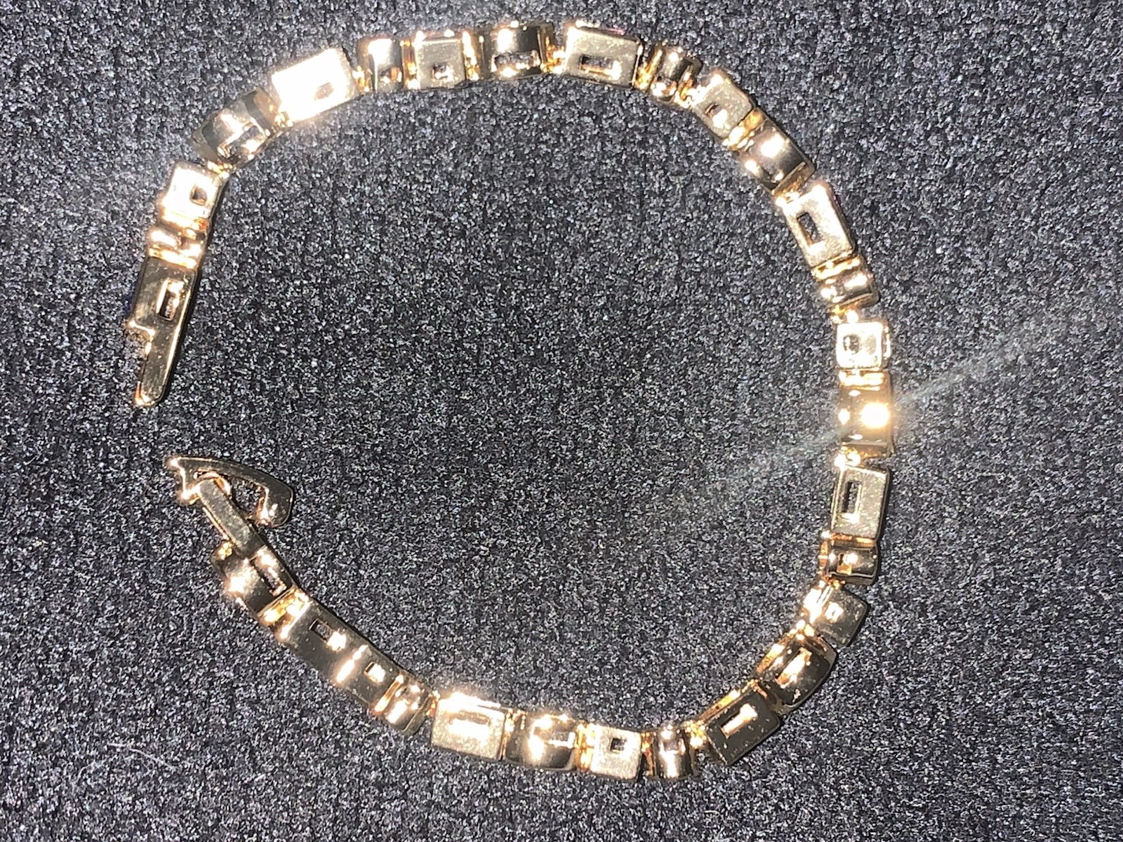 18K Gold Filled Geometric Bracelets 7.5″ Multicolor linked Dainty Cubic Zirconia
