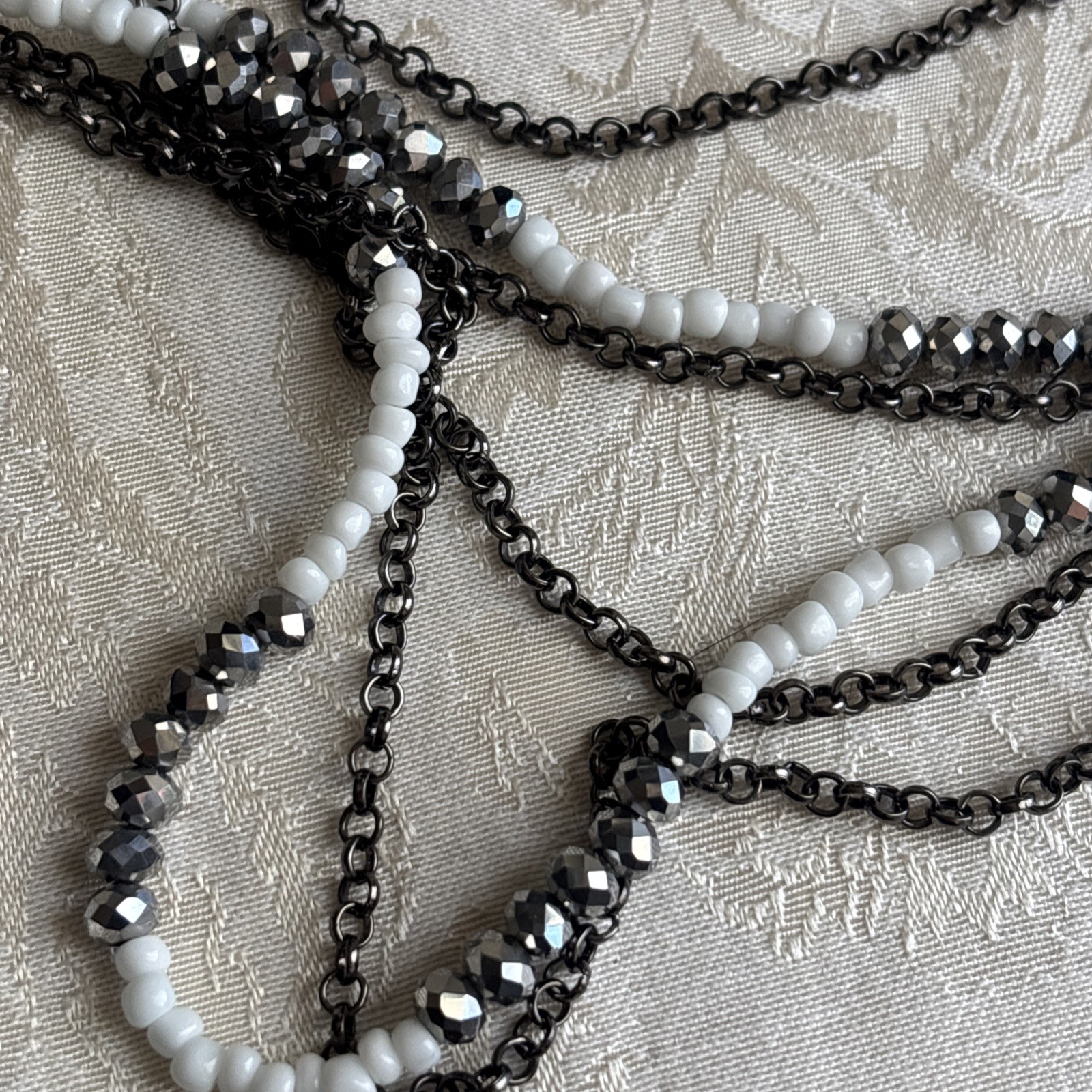Park Lane Chic Earrings Hematite Tone Interlocking Circles & Unsigned Necklace